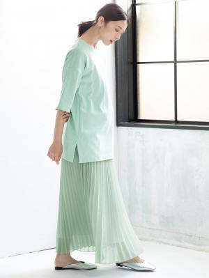 マタニティ スカート|【産前産後】ライトシフォンプリーツスカート【出産後も長く使える】|ミント