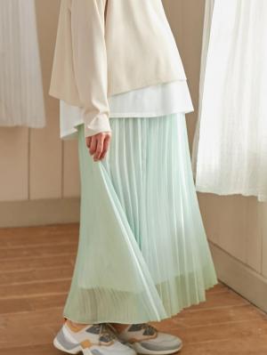 マタニティ スカート|【産前産後】ライトシフォンプリーツスカート【出産後も長く使える】|ミント