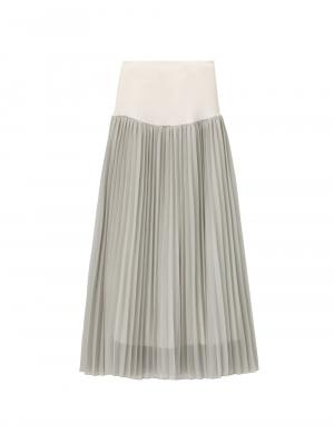 マタニティ スカート|【産前産後】ライトシフォンプリーツスカート【出産後も長く使える】|ライトグレー