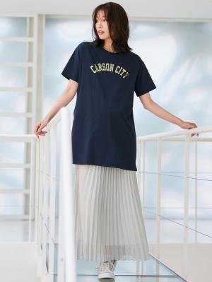 マタニティ スカート|【産前産後】ライトシフォンプリーツスカート【出産後も長く使える】|ライトグレー