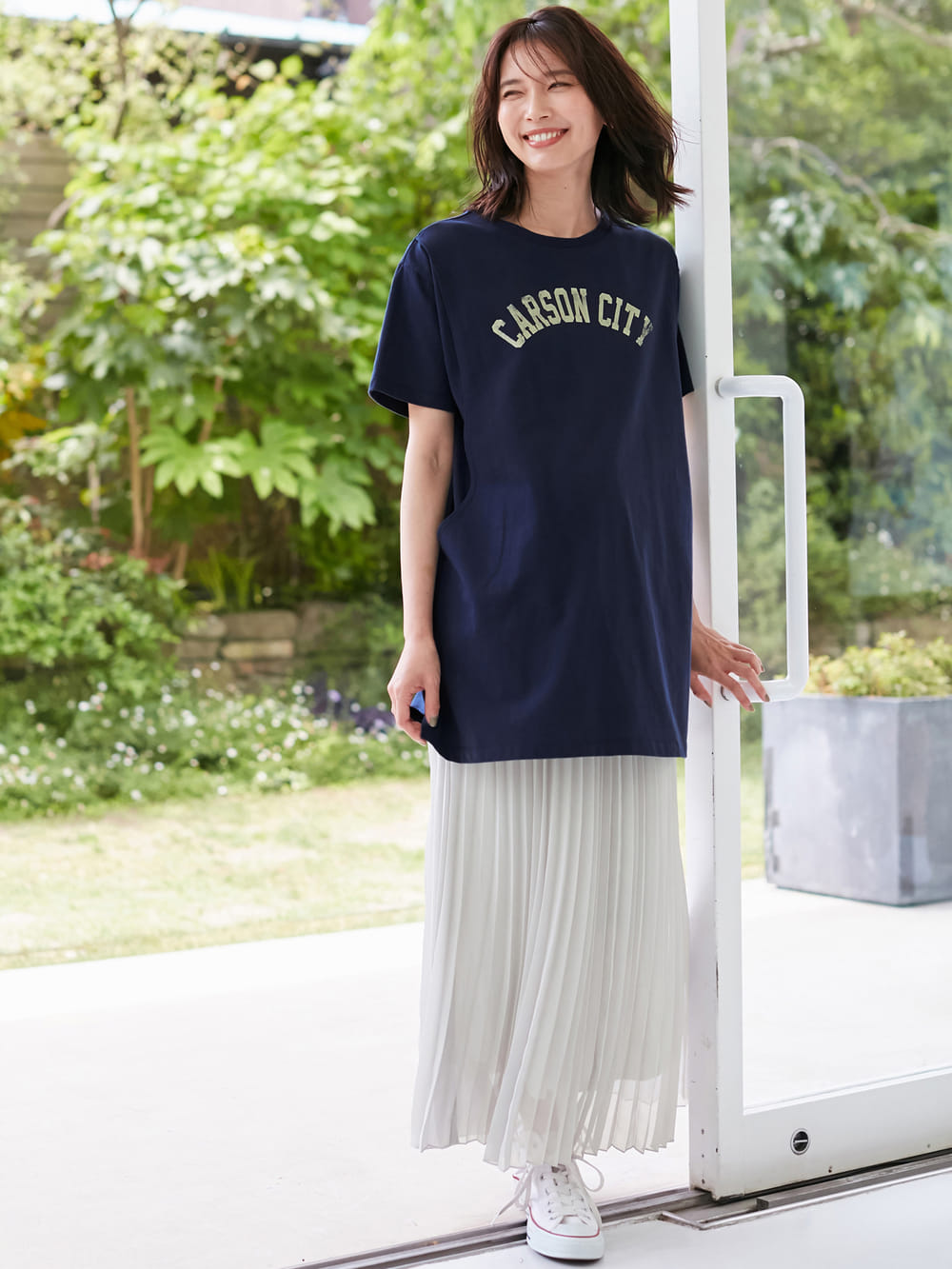 マタニティ スカート|【産前産後】ライトシフォンプリーツスカート【出産後も長く使える】|ライトグレー