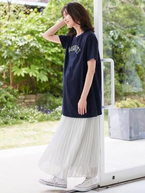 マタニティ スカート|【産前産後】ライトシフォンプリーツスカート【出産後も長く使える】|ライトグレー