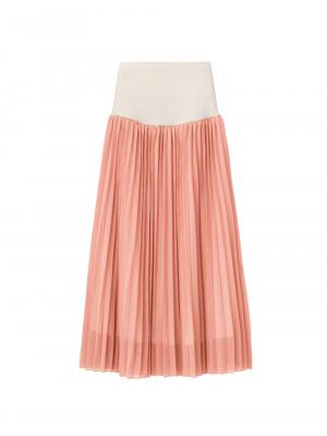 マタニティ スカート|【産前産後】ライトシフォンプリーツスカート【出産後も長く使える】|スモーキーオレンジ