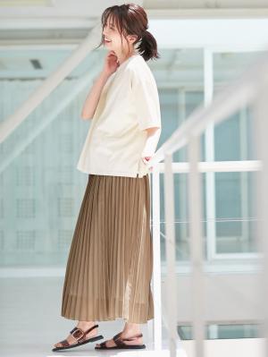 マタニティ スカート|【産前産後】ライトシフォンプリーツスカート【出産後も長く使える】|モカ