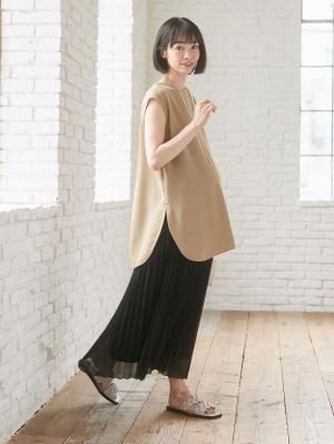 マタニティ スカート|【産前産後】ライトシフォンプリーツスカート【出産後も長く使える】|ブラック