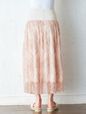 マタニティ スカート|【産前産後】シアーレースフラワーギャザースカート【出産後も長く使える】