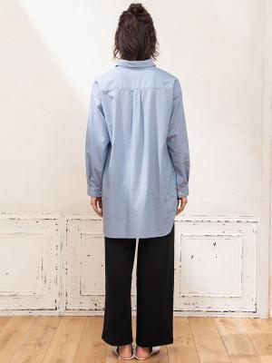 マタニティ パジャマ・ルームウェア|【授乳しやすい】【セット】ダンガリーチュニックシャツ＆産前産後ワイドパンツ