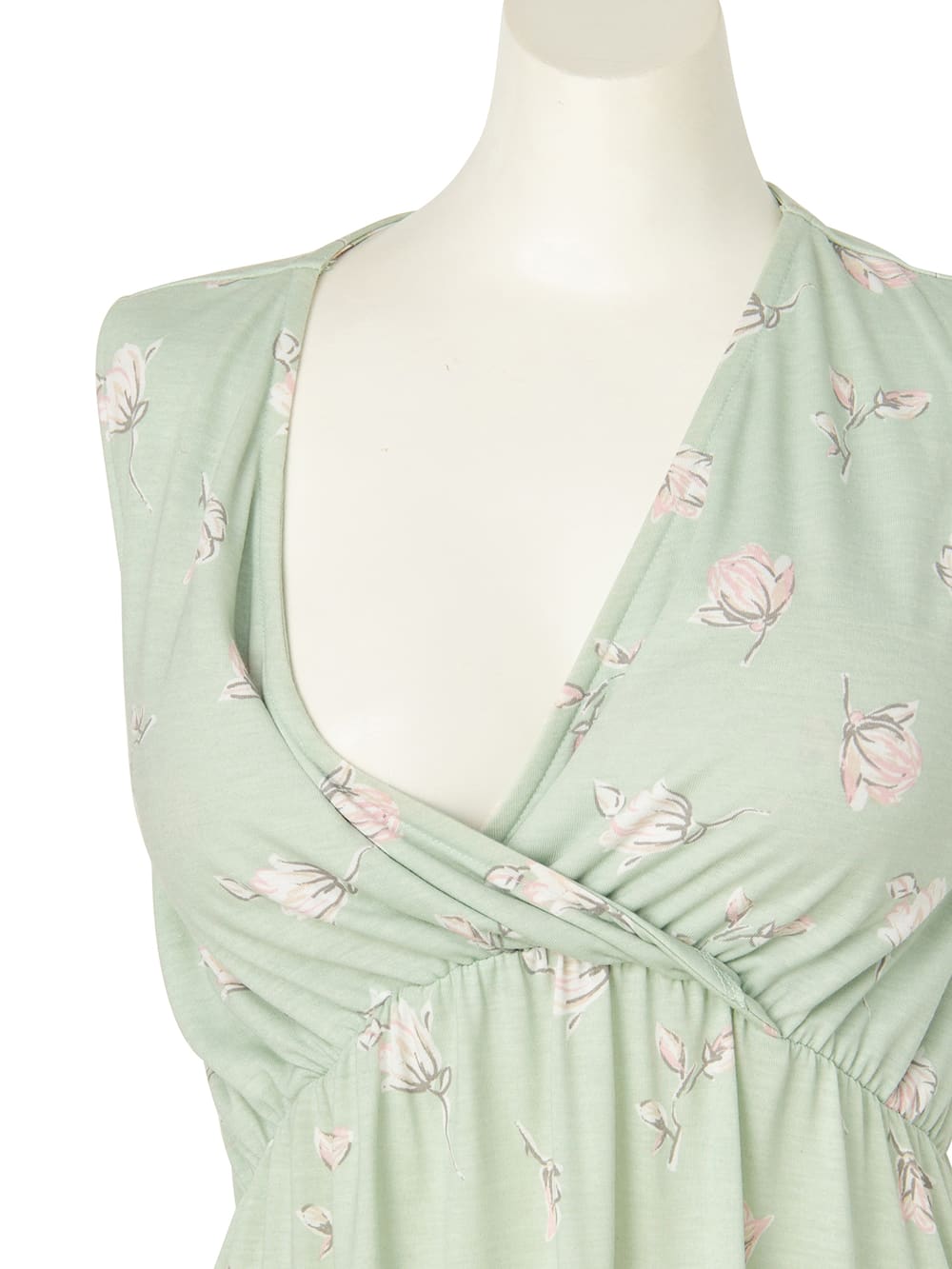 マタニティ パジャマ・ルームウェア|【授乳しやすい】カップ付カシュクールノースリーブロングワンピース