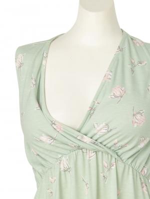 マタニティ パジャマ・ルームウェア|【授乳しやすい】カップ付カシュクールノースリーブロングワンピース