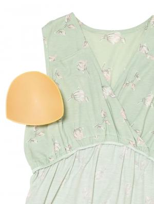 マタニティ パジャマ・ルームウェア|【授乳しやすい】カップ付カシュクールノースリーブロングワンピース