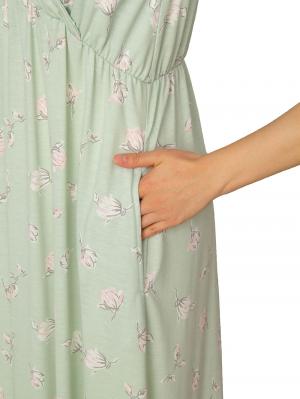 マタニティ パジャマ・ルームウェア|【授乳しやすい】カップ付カシュクールノースリーブロングワンピース