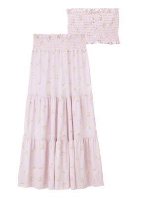 マタニティ ワンピース|【MAX55%OFF ブラックフライデーセール対象】【セット】ティアードマタニティフォトドレス【出産後も長く使える】|ラベンダー（花柄）