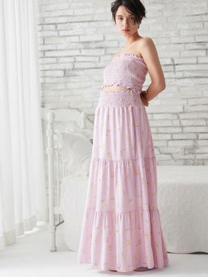 マタニティ ワンピース|【MAX55%OFF ブラックフライデーセール対象】【セット】ティアードマタニティフォトドレス【出産後も長く使える】|ラベンダー（花柄）