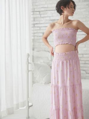 マタニティ ワンピース|【MAX55%OFF ブラックフライデーセール対象】【セット】ティアードマタニティフォトドレス【出産後も長く使える】|ラベンダー（花柄）