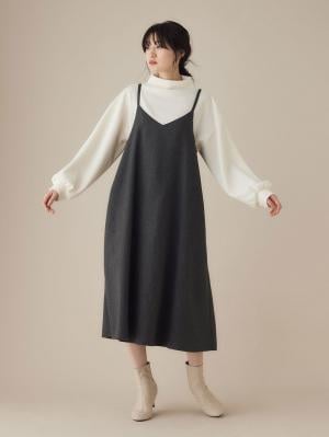 【セット】2WAYボトルネックニットソートップス＆ツイードキャミワンピース　マタニティ・授乳服【出産後も長く使える】29767