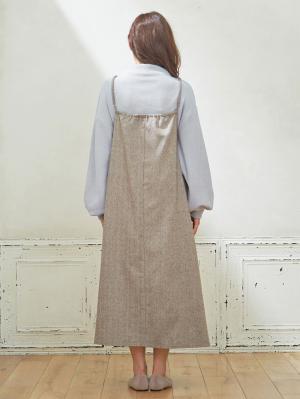 マタニティ ワンピース|【セット】2WAYボトルネックニットソートップス&ツイードキャミワンピース マタニティ・授乳服【出産後も長く使える】
