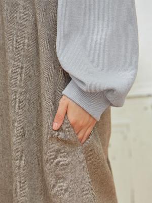 マタニティ ワンピース|【セット】2WAYボトルネックニットソートップス&ツイードキャミワンピース マタニティ・授乳服【出産後も長く使える】