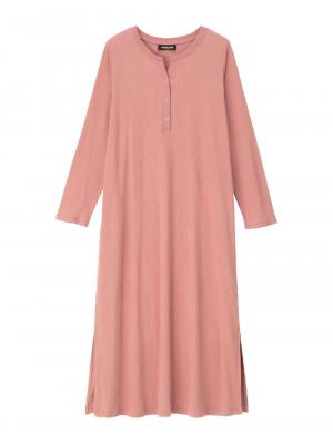 マタニティ ワンピース|【親子コーデ可】リブヘンリーネックロングワンピース　マタニティ・授乳服【出産後も長く使える】|モーヴピンク