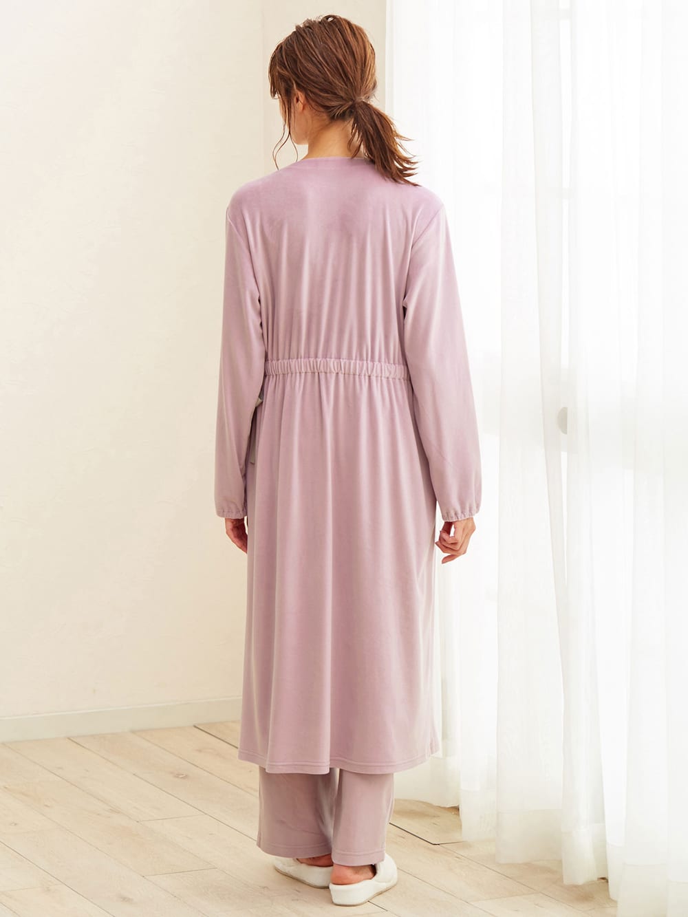 マタニティ パジャマ ルームウェア Fairy 授乳しやすい セット ストレッチベロアカシュクールワンピース パンツセットパジャマ マタニティウェア 授乳服通販 エンジェリーベ 公式