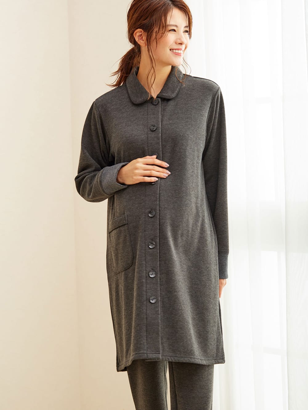 マタニティ パジャマ ルームウェア 部屋着 Fairy 授乳しやすい セット あったか 羽織になる裏シャギーワンピース パンツパジャマ マタニティウェア 授乳服通販 エンジェリーベ 公式