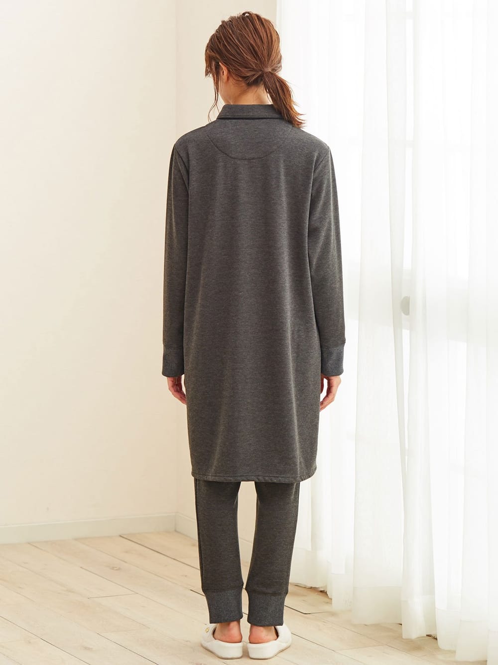 マタニティ パジャマ・ルームウェア|fairy（フェアリー）【授乳しやすい】【セット】【あったか】羽織になる裏シャギーワンピース＆パンツパジャマ