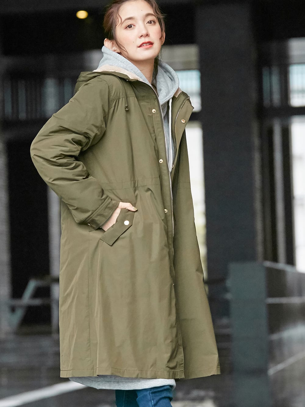 マタニティ アウター コート ママコート あったか ダッカー付 マウンテンパーカーママコート マタニティ 産後兼用 マタニティウェア 授乳服通販 エンジェリーベ 公式