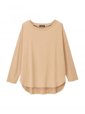 マタニティ スカート|【授乳口付】ラウンドヘムロンT&【産前産後】レーヨンギャザースカート【出産後も長く使える】|ベージュ×ブラック