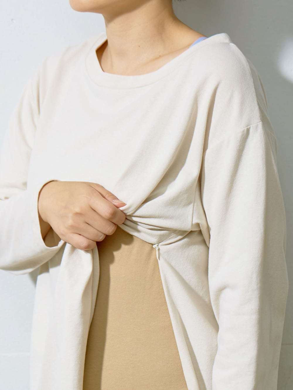 マタニティ スカート|【授乳口付】ラウンドヘムロンT&【産前産後】レーヨンギャザースカート【出産後も長く使える】