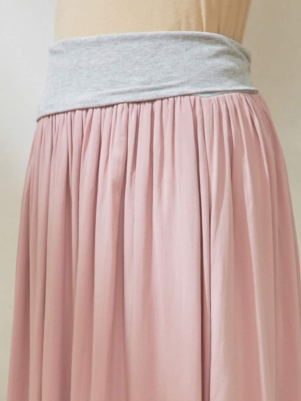 マタニティ スカート|【授乳口付】ラウンドヘムロンT&【産前産後】レーヨンギャザースカート【出産後も長く使える】