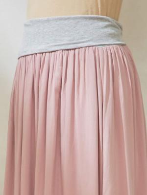 マタニティ スカート|【授乳口付】ラウンドヘムロンT&【産前産後】レーヨンギャザースカート【出産後も長く使える】