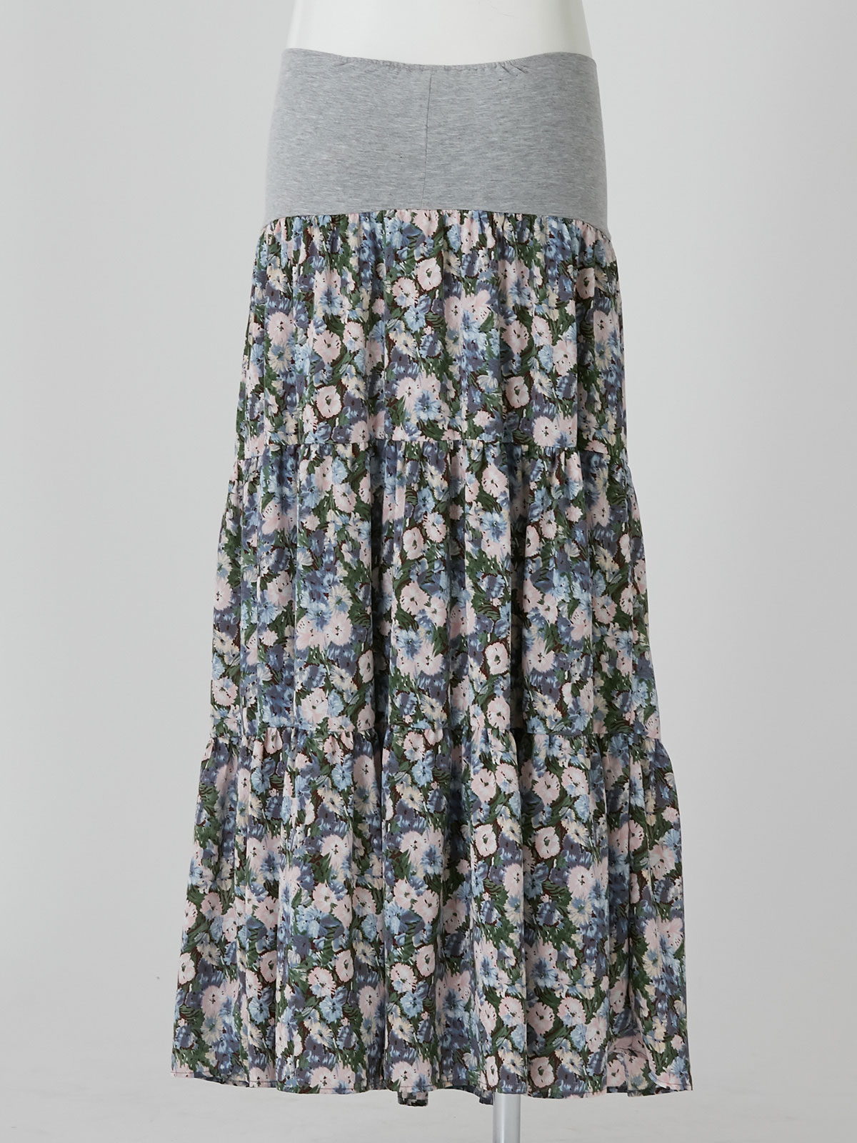 マタニティ スカート|【産前産後対応】花柄ティアードスカート【出産後も長く使える】