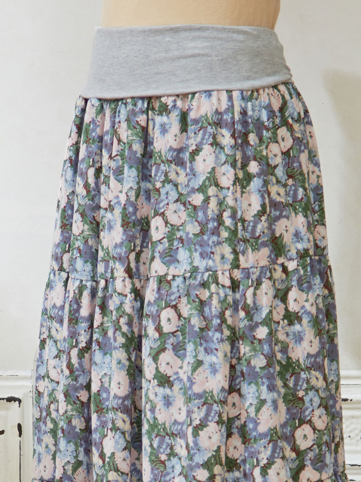 マタニティ スカート|【産前産後対応】花柄ティアードスカート【出産後も長く使える】