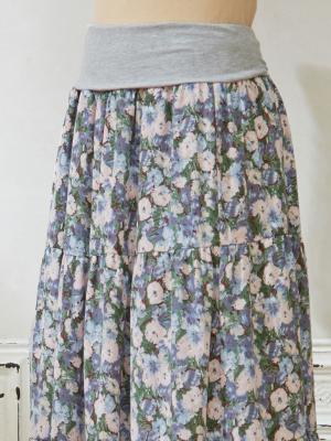 マタニティ スカート|【産前産後対応】花柄ティアードスカート【出産後も長く使える】