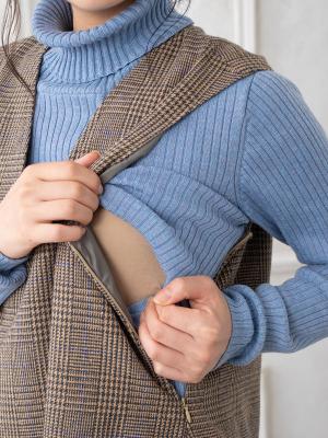 マタニティ ワンピース|ウール混 Vネックたっぷりフレアージャンパースカート マタニティ・授乳服【出産後も長く使える】