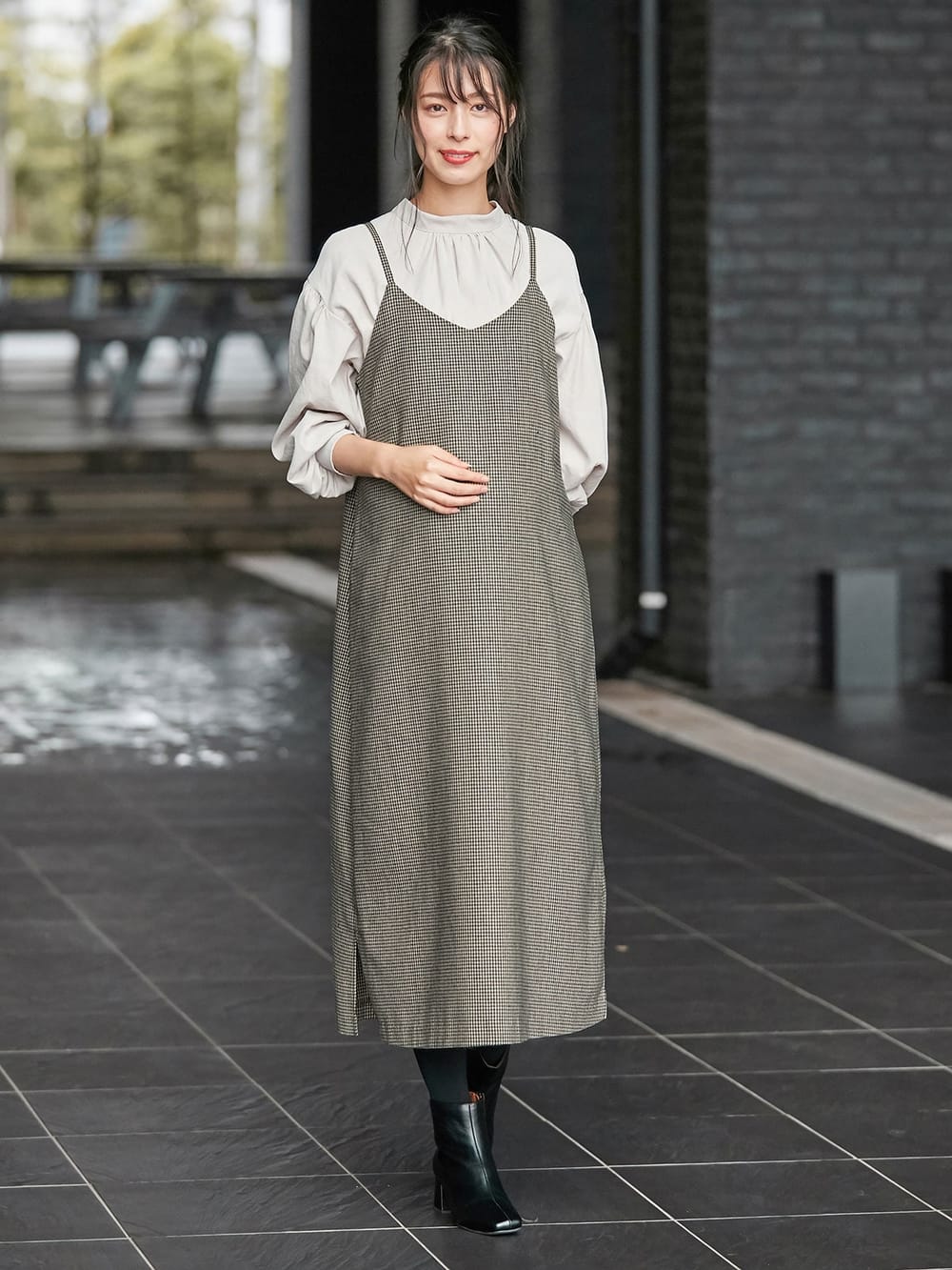 マタニティ ワンピース マタニティ 授乳服 チェックキャミワンピース マタニティウェア 授乳服通販 エンジェリーベ 公式