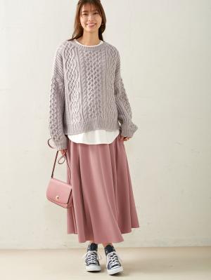 マタニティ スカート|【産前産後対応】ベネシャンタックフレアスカート【出産後も長く使える】|モーブピンク