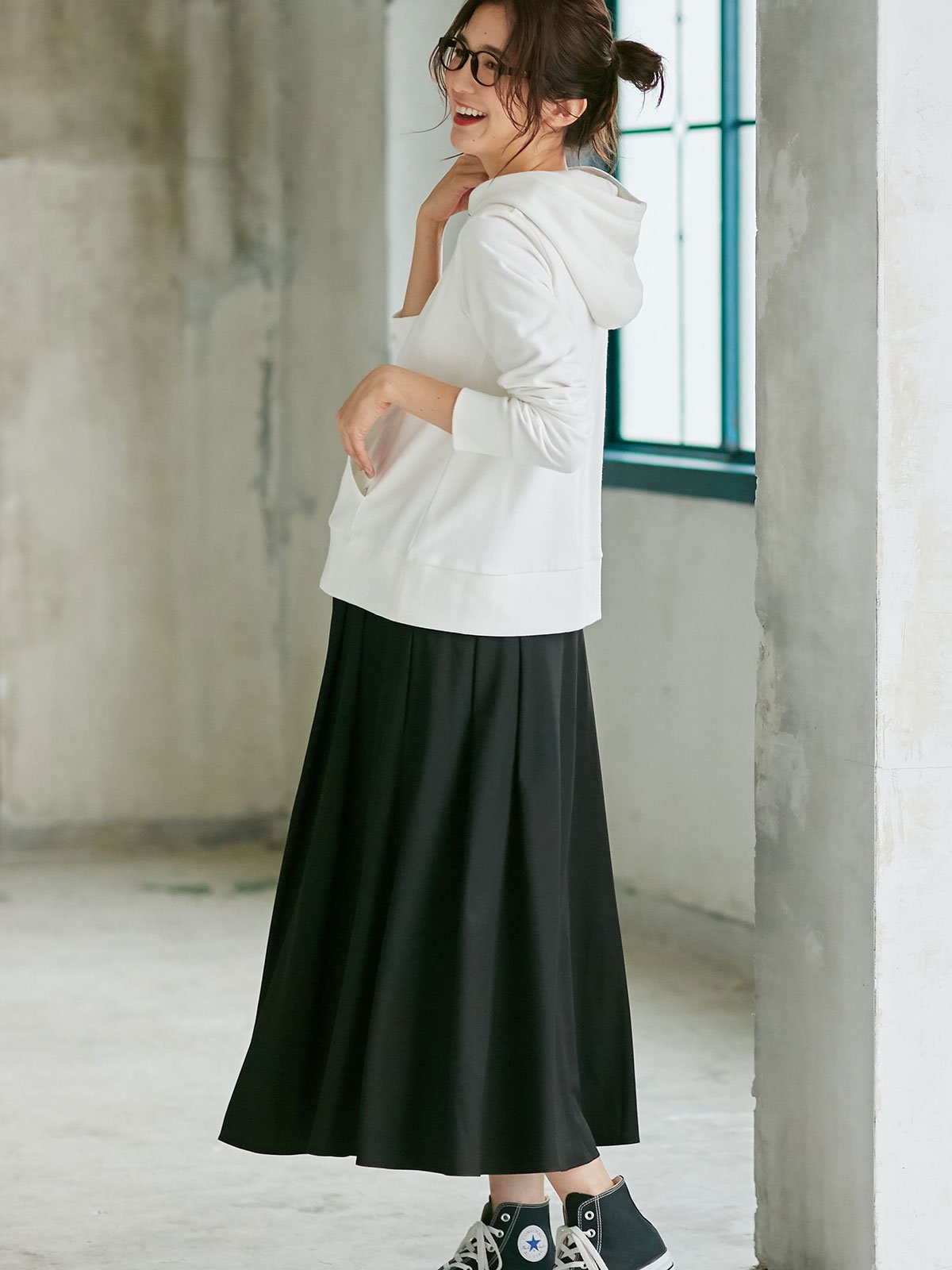 産前産後対応 ベネシャンタックフレアスカート マタニティウェア 授乳服通販 エンジェリーベ 公式