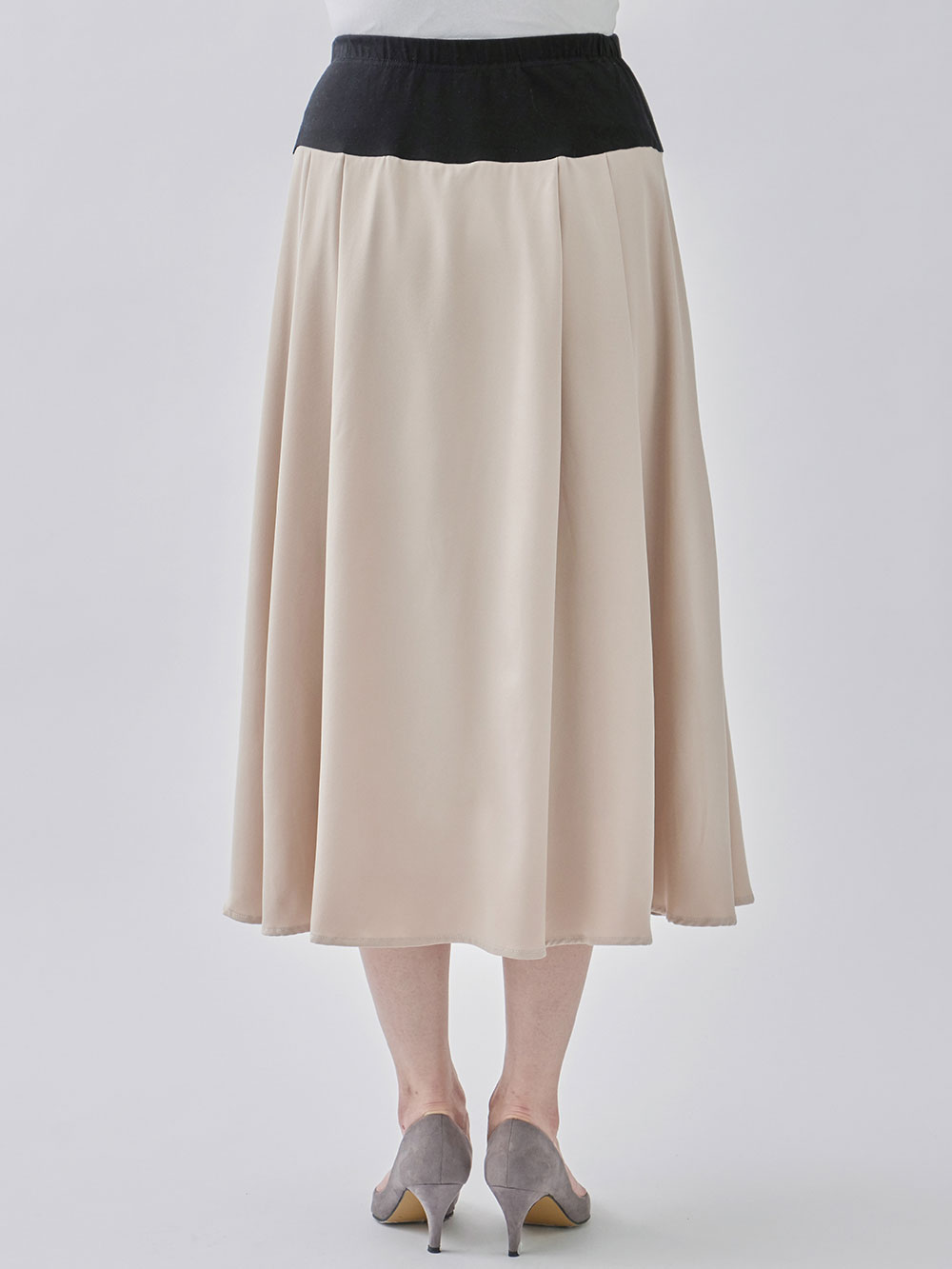 マタニティ スカート|【産前産後対応】ベネシャンタックフレアスカート【出産後も長く使える】