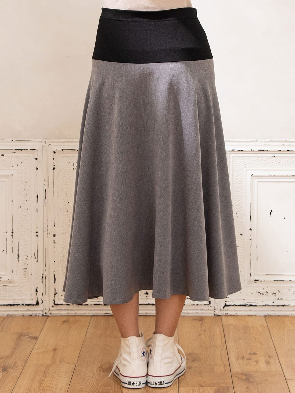 マタニティ スカート|【産前産後対応】ミモレ丈フレアスカート【出産後も長く使える】