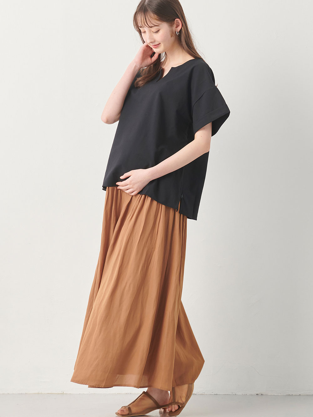マタニティ オフィス 通勤服 | ヴィンテージサテンギャザーロングスカート マタニティ・産後 |マタニティウェア・授乳服通販| エンジェリーベ 公式 マタニティ オフィス 通勤服 | ヴィンテージサテンギャザーロングスカート マタニティ・産後 |マタニティウェア・授乳服通販| エンジェリーベ 公式