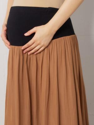 マタニティ スカート|ヴィンテージサテンギャザーロングスカート マタニティ・産後【出産後も長く使える】
