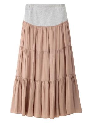 【産前産後対応】ヴィンテージサテンティアードロングスカート【出産後も長く使える】 29796