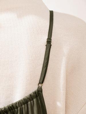 マタニティ パンツ|ヴィンテージサテンギャザーオールインワン【裾が床につかない機能付き】　マタニティ・授乳服【出産後も長く使える】