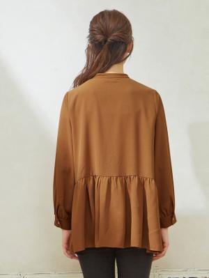 マタニティ トップス|タックギャザーフレアトップス マタニティ・授乳服【出産後も長く使える】