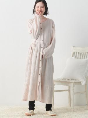 マタニティ パジャマ・ルームウェア|【セット】ぷくぷくダブルガーゼ裾ティアード3WAYワンピース＆産後も使えるレギンスパジャマ　マタニティ・授乳パジャマ|アイスベージュ