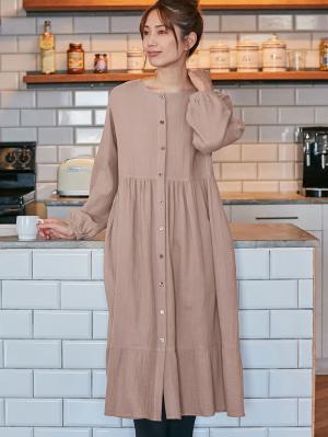 マタニティ パジャマ・ルームウェア|【セット】ぷくぷくダブルガーゼ裾ティアード3WAYワンピース&産後も使えるレギンスパジャマ マタニティ・授乳パジャマ|モカブラウン