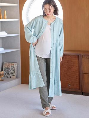 マタニティ パジャマ・ルームウェア|【セット】ぷくぷくダブルガーゼ裾ティアード3WAYワンピース&産後も使えるレギンスパジャマ マタニティ・授乳パジャマ