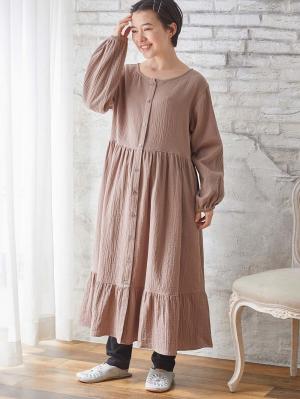 マタニティ パジャマ・ルームウェア|【セット】ぷくぷくダブルガーゼ裾ティアード3WAYワンピース&産後も使えるレギンスパジャマ マタニティ・授乳パジャマ