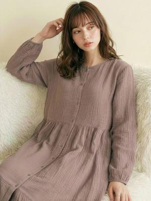 【セット】ぷくぷくダブルガーゼ裾ティアード3WAYワンピース＆産後も使えるレギンスパジャマ　マタニティ・授乳パジャマ29807