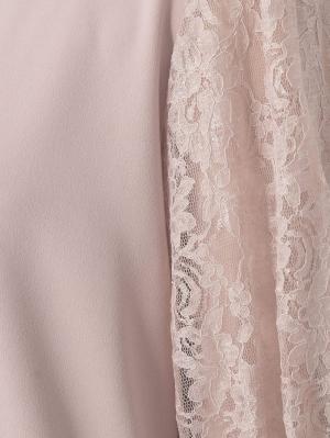 マタニティ ワンピース|ニットジョーゼット袖レースワンピース　マタニティ・授乳服【出産後も長く使える】|ベージュ